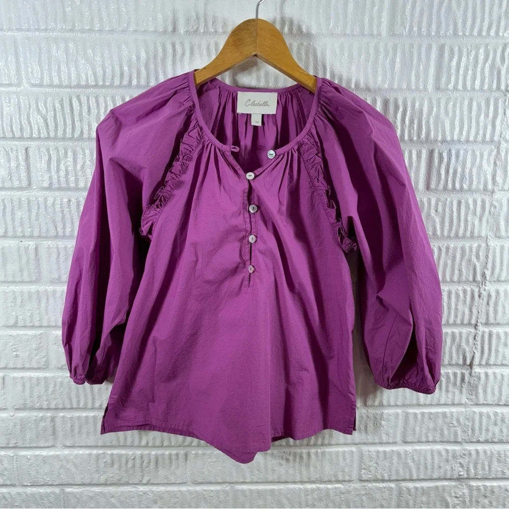 Cleobella Jess Puff Sleeve Blouse Azalea XS - Picture 3 of 6